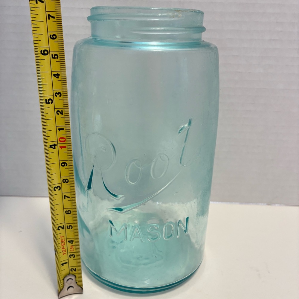 Antique Root Mason Jar - Blue - Early 1900s